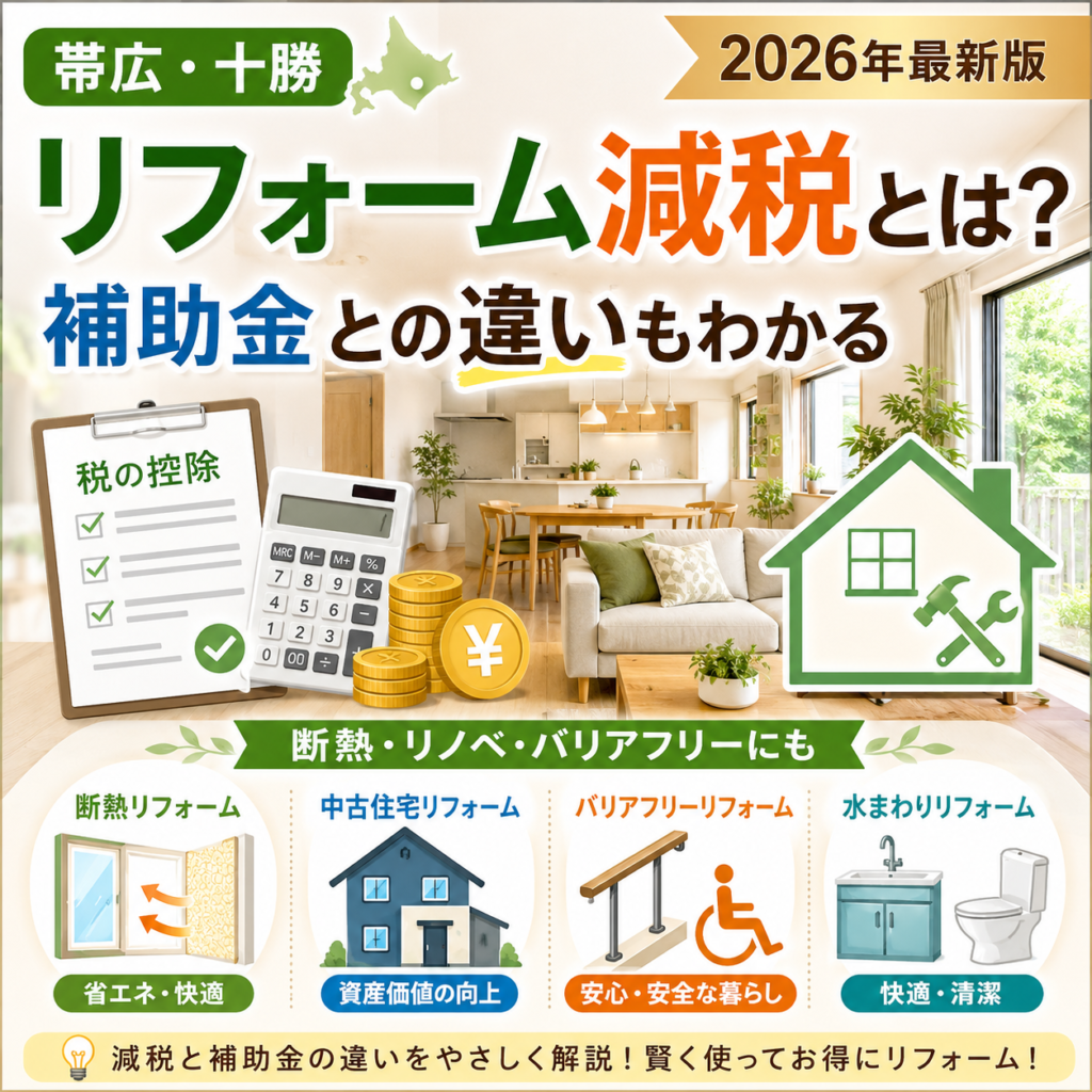 リフォーム減税とは？補助金との違いもわかる2026年最新版【帯広・十勝】
